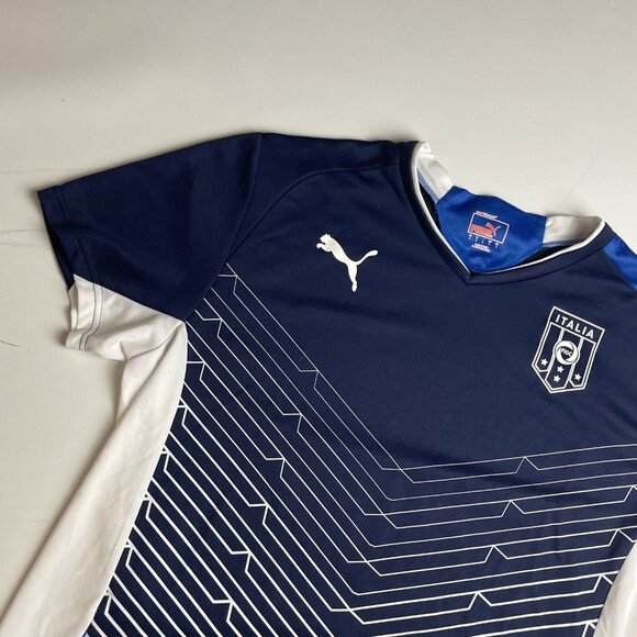 Puma Italia FIGC Soccer Jersey Men Large Blue Stripes Dry Cell Italy - Picture 3 of 12